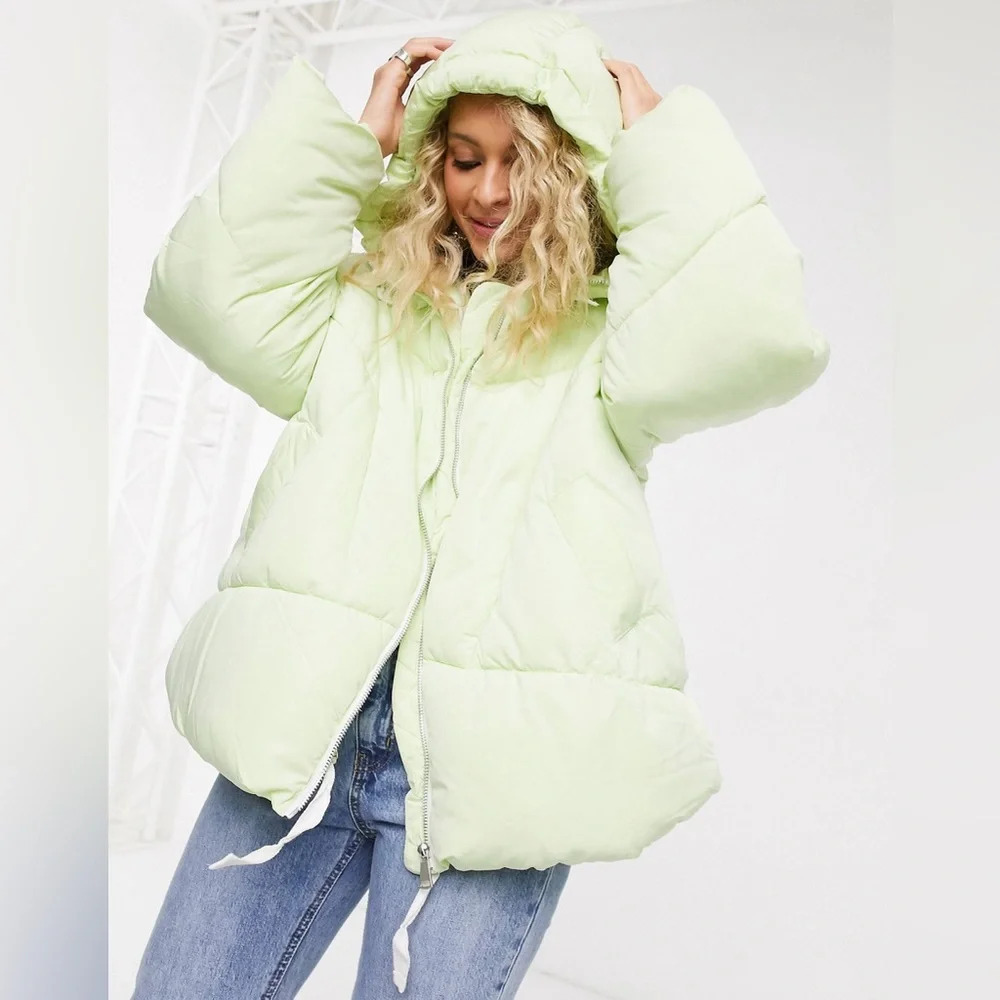 Free People Hailey Padded Jacket in Mint. Size XS but very oversized! Like New!